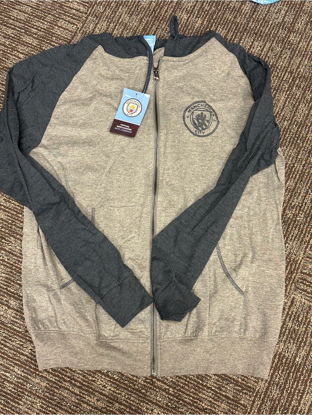 Manchester City Two-Tone Lightweight Zip Jacket - Gray and Charcoal